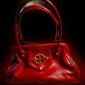 Large Red Crocodile Satchel Purse